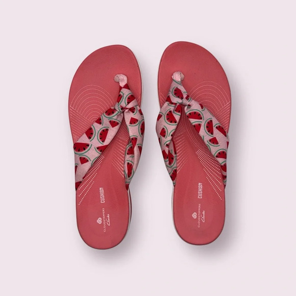 CLARKS ARLA GLISON CLOUDSTEPPERS Flip Flops Women’s 10 Pink Watermelon - Picture 3 of 10